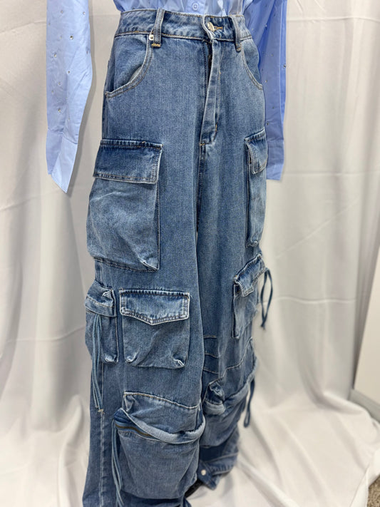 Vault Denim Cargo Trousers